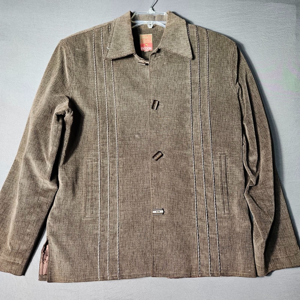 Tycoon State of Mind Shirt Jacket Unisex Medium Brown Textured Button Front